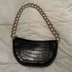 ZARA SHOULDER BLACK CROCODILE PURSE